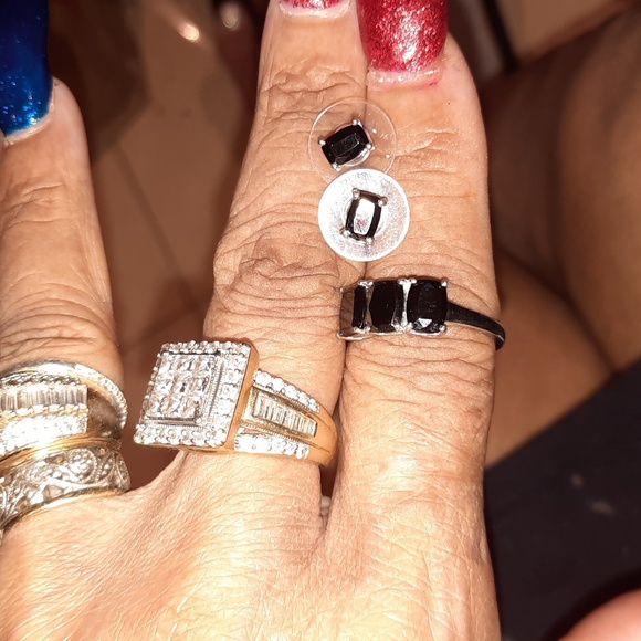Made in INDIA 🇮🇳 authentic BLK SHUNGITE 3piece ring earring set NWT - Picture 2 of 4
